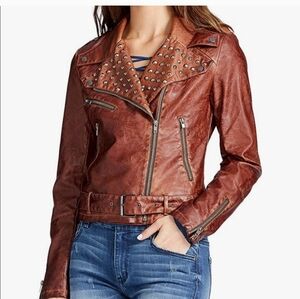 NWT WILLIAM RAST Kate Moto Jacket in Camel, Size Medium
